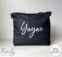 Yaya Heart - Zippered Tote Bag - Yaya Bag - Yaya Gift - familyteeprints