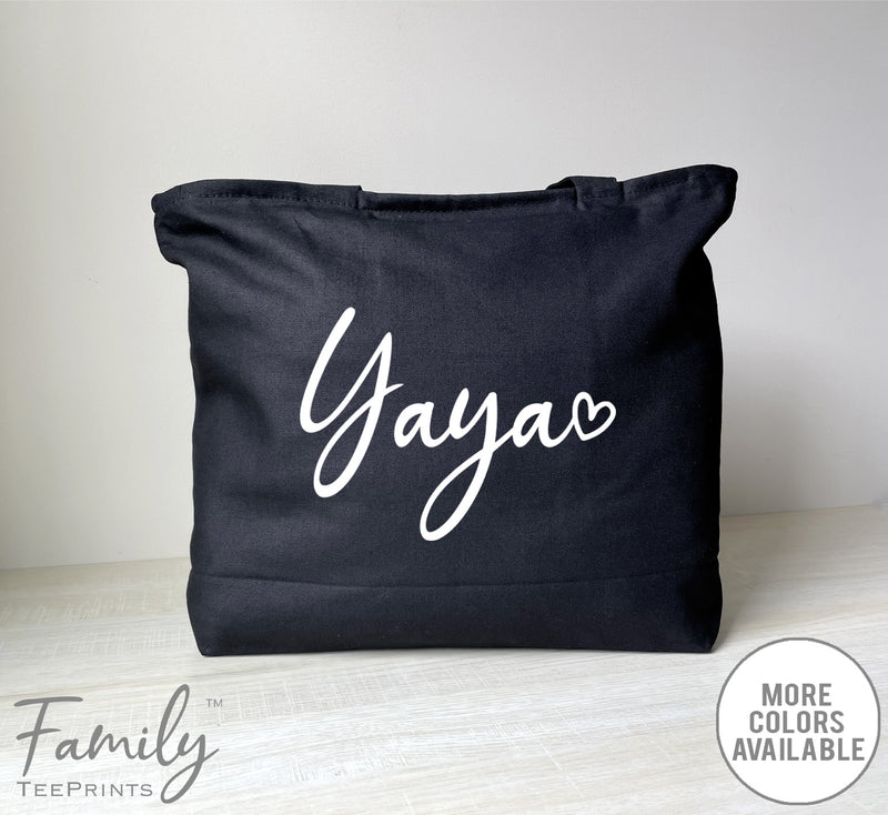 Yaya Heart - Zippered Tote Bag - Yaya Bag - Yaya Gift - familyteeprints