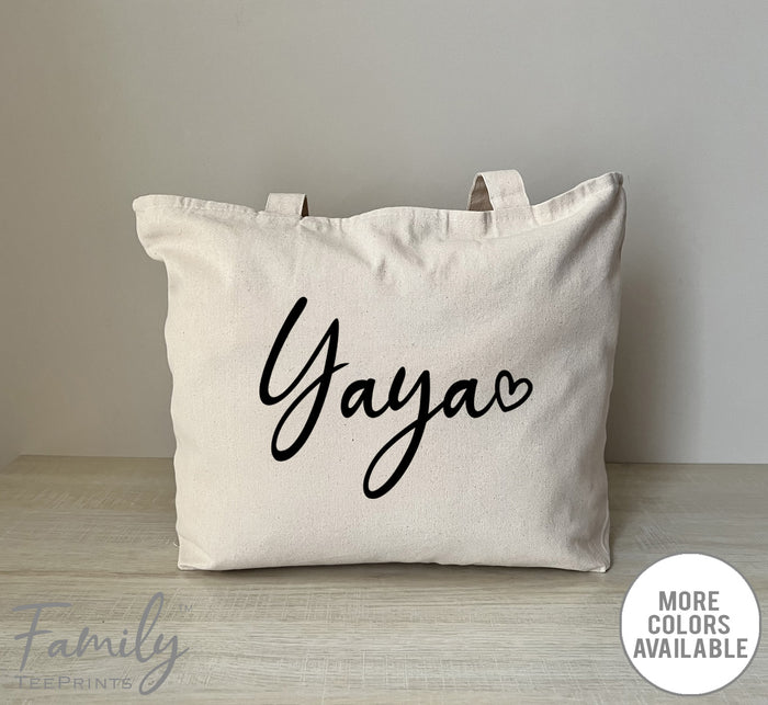 Yaya Heart - Zippered Tote Bag - Yaya Bag - Yaya Gift