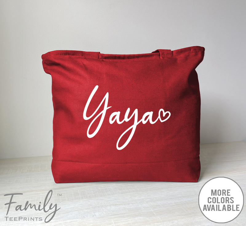 Yaya Heart - Zippered Tote Bag - Yaya Bag - Yaya Gift - familyteeprints